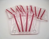 Holiday Fused Glass Coaster Set - Candy Cane Red