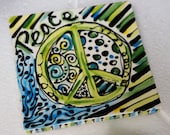 Peace, Grow & Be Free Hand-Painted Bright and Colorful 3 Piece Coaster Set