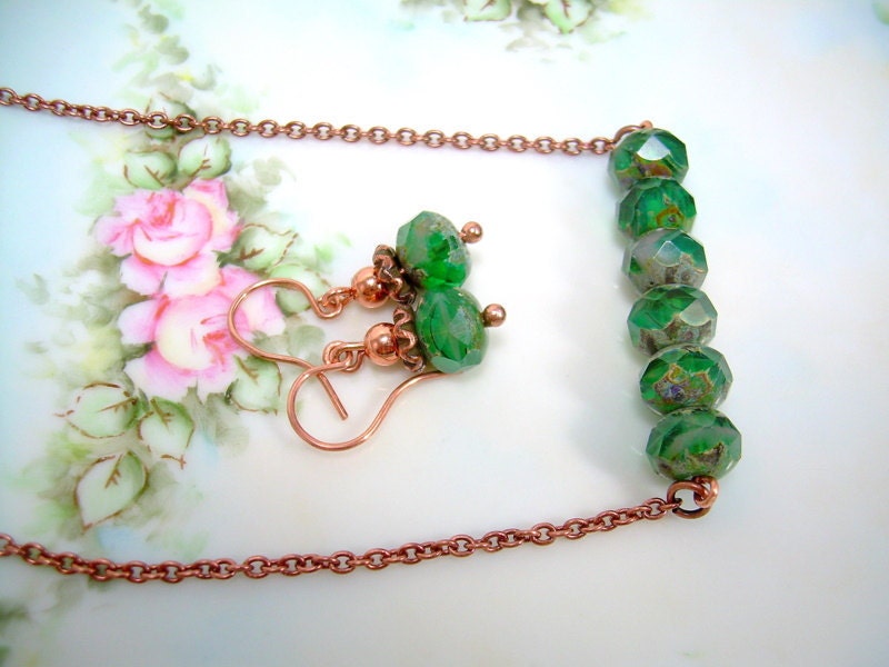 Irish Call - Copper & Picasso Bead Necklace Set