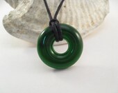 Recycled Glass Donut Pendant - Green