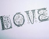 Beautiful Ornate Detailed LOVE Mounted Rubber Stamp Valentines Day