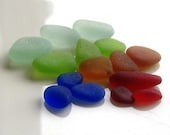 PARADISE  genuine loose frosty sea glass supplies. rare red. cobalt blue. lime green. seafoam
