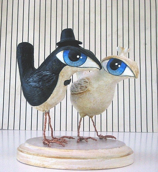 Wedding Cake Topper - Big Eye Birds - Love Birds