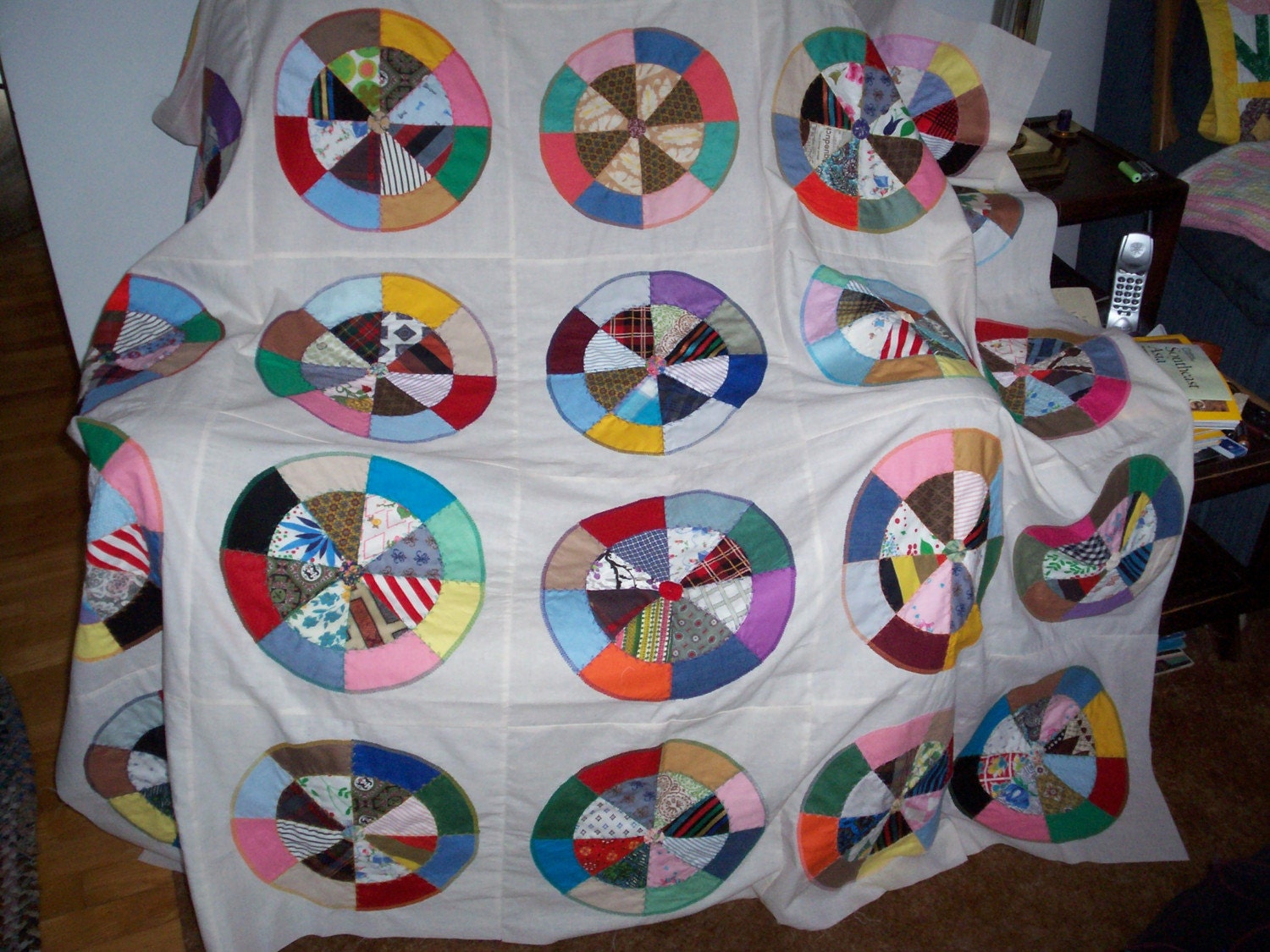 Colorful Round Robin Quilt Top