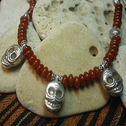Day of the Dead Carnelian Necklace