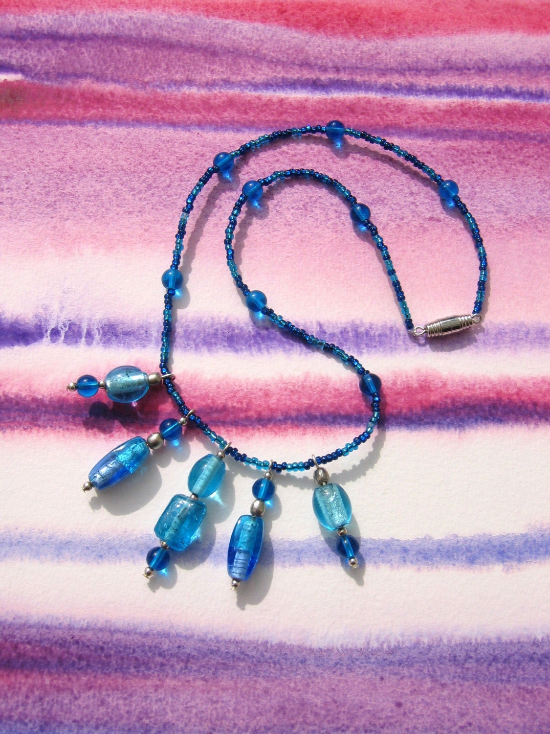 Sapphire blue glass necklace
