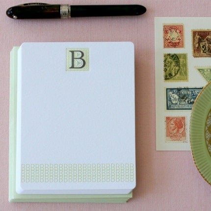 Letter B Initial Letterpress Note Card Set