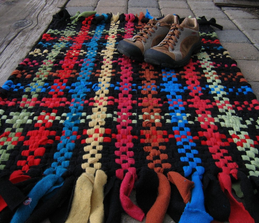 Handwoven Recycled Sweater Mixed Fibre Rag Rug