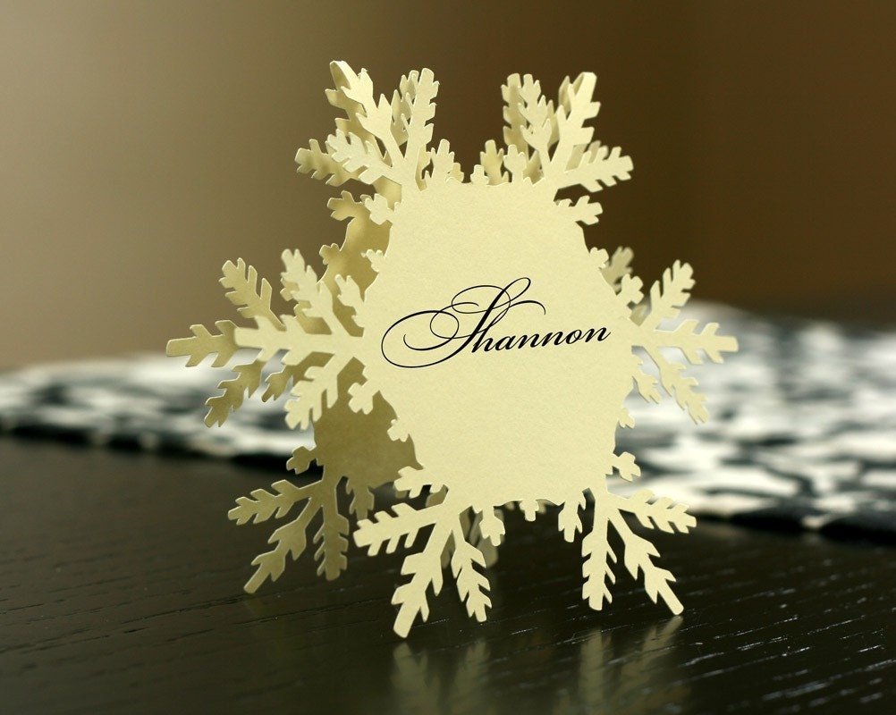 Snowflake Place Cards (folded style) - set of 8