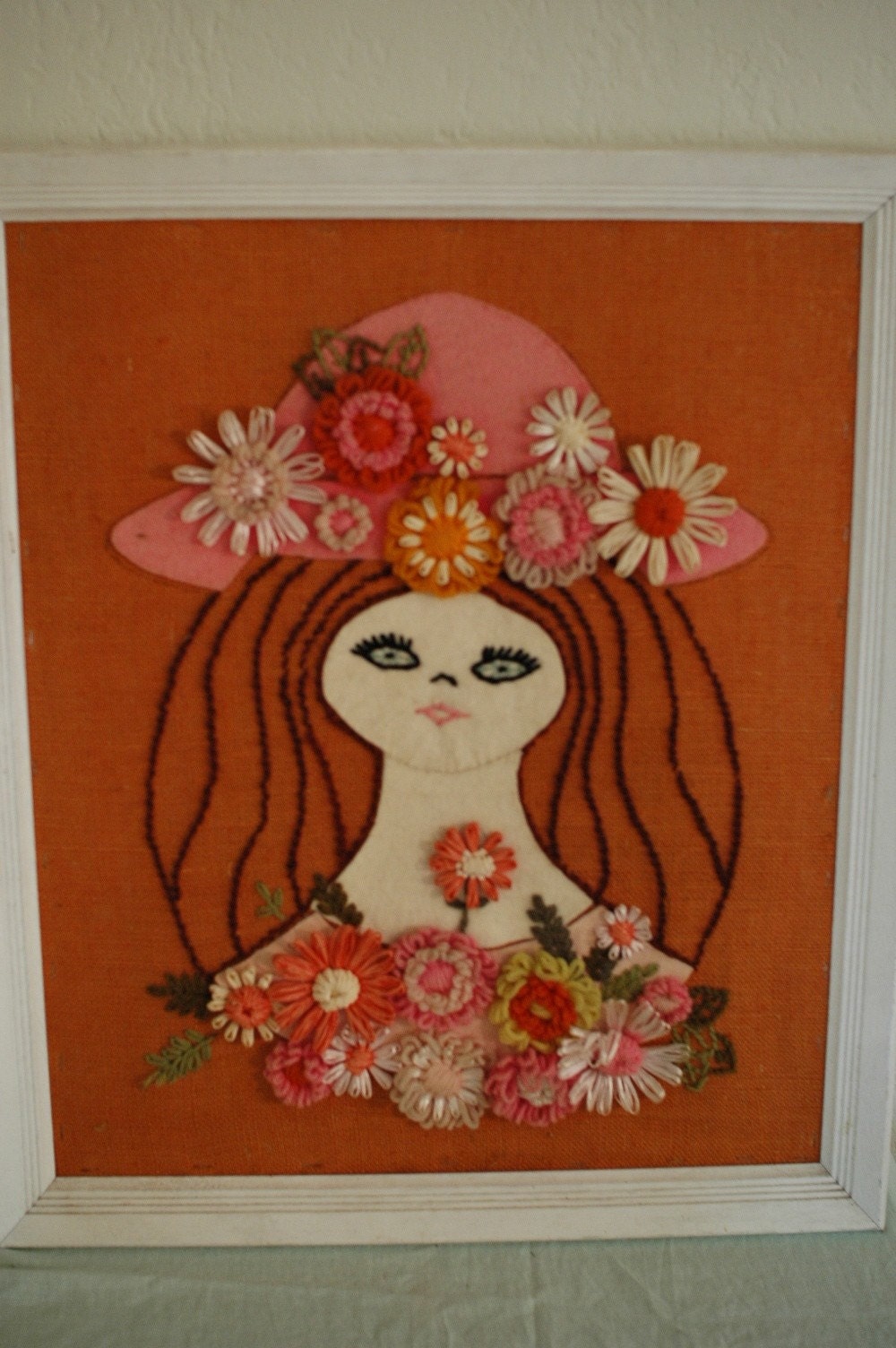 Huge Yarn Art Mod Hippy Girl Portrait