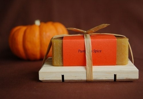 Thank you for Thanksgiving Gift Set with Pumpkin Spice all natural soap and a wooden dish