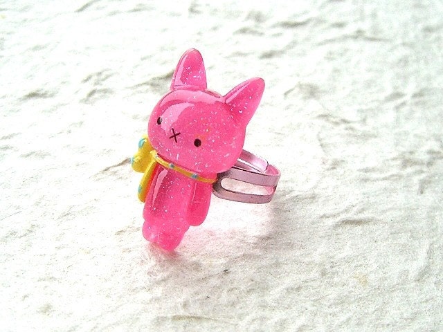 Kawaii Cute Japanese Ring - Cat  Small Size Adjustable PINK