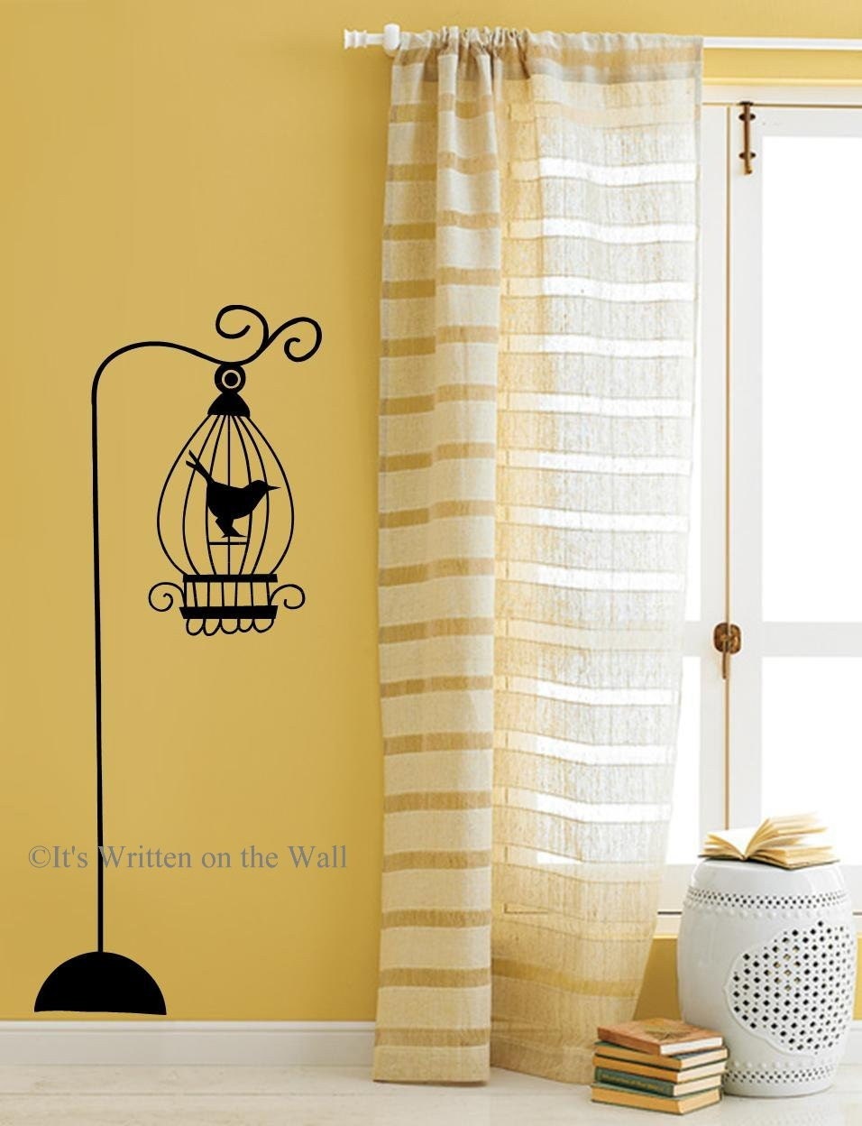 Bird in Bird Cage with Stand House Vinyl Lettering Wall Saying Decal Graphic SHIP IS ONLY 2.99 FOR UNLIMITED PURCHASES --SEE 61 VINYL COLORS