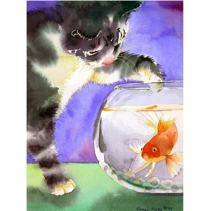Cat Art Fish
 Kitten Tabby Calico