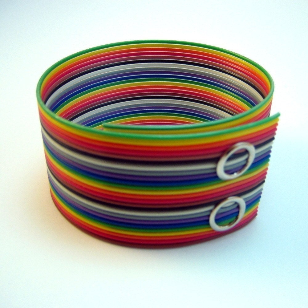 rainbow ribbon cable cuff