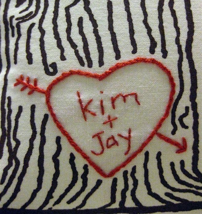 cozyblue custom heart -- tree print pillow cover -- personalized with your names or initials