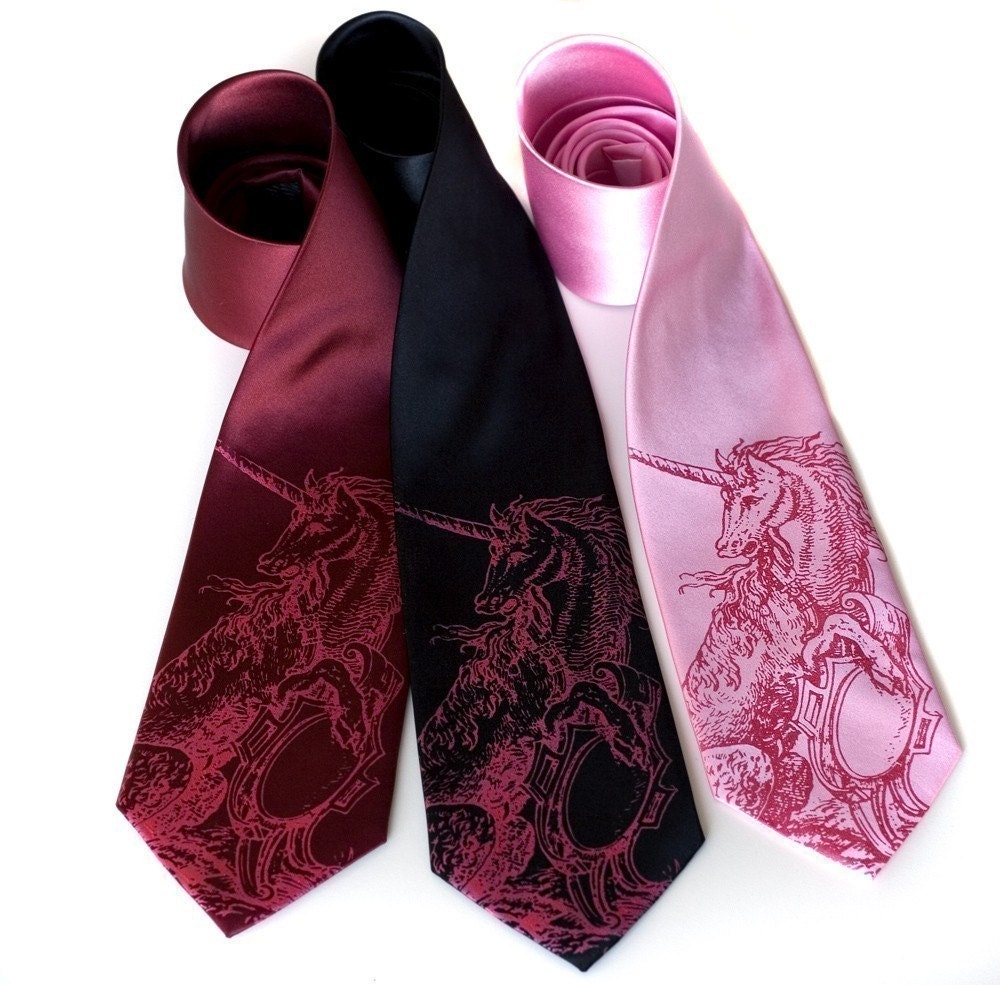 Unicorn. Silkscreened microfiber necktie, standard or narrow width.