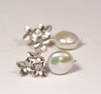 Ivory Pearl and Silver Bouquet Post Earrings
