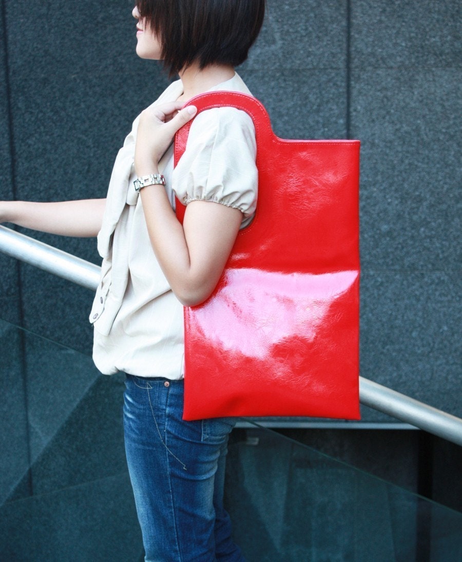 Quote Japan Street Punk design faux leather bag -- Red
