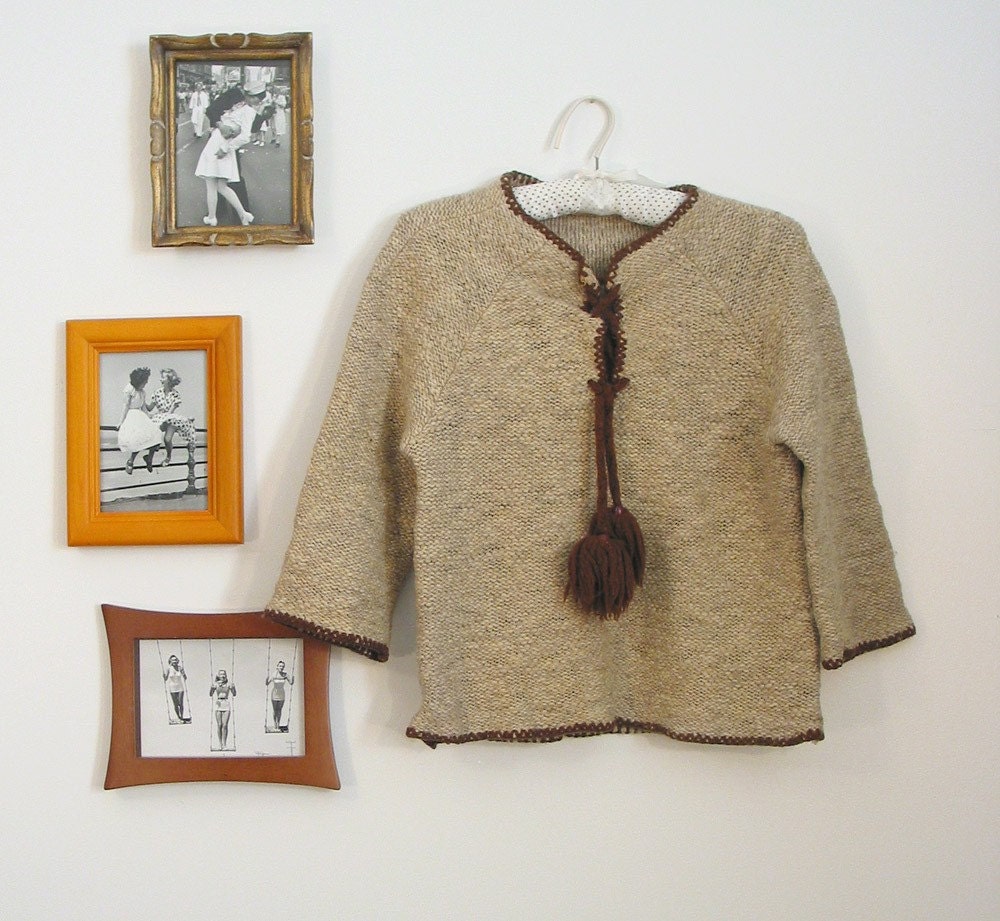 Vintage 60s Boho Pom Pom Sweater (XS-S)