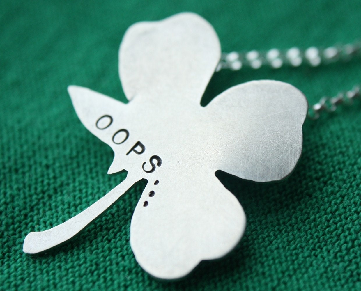 Sterling Silver Almost Four Leaf Clover Necklace - Just My Luck
