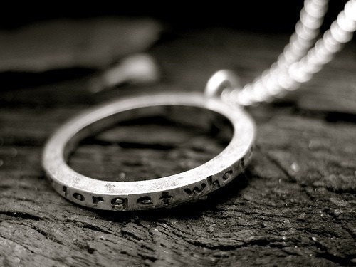 Customized Hammered Circle Secret Poetry Necklace in Sterling