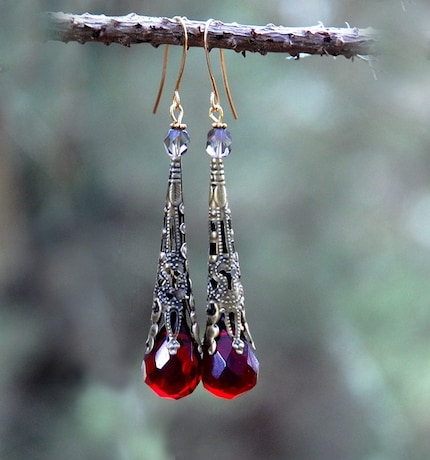 Alice in Wonderland - Red Quartz Earrings