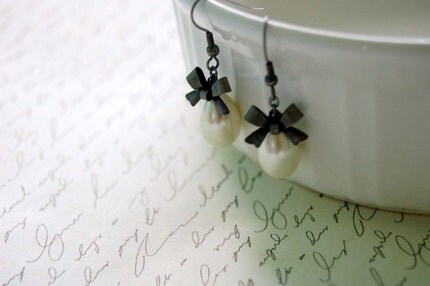 Silver and Pearl Bow Earrings Buy 3 Get 1 Free