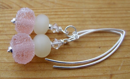 Lampwork glass sugar bead drop earrings