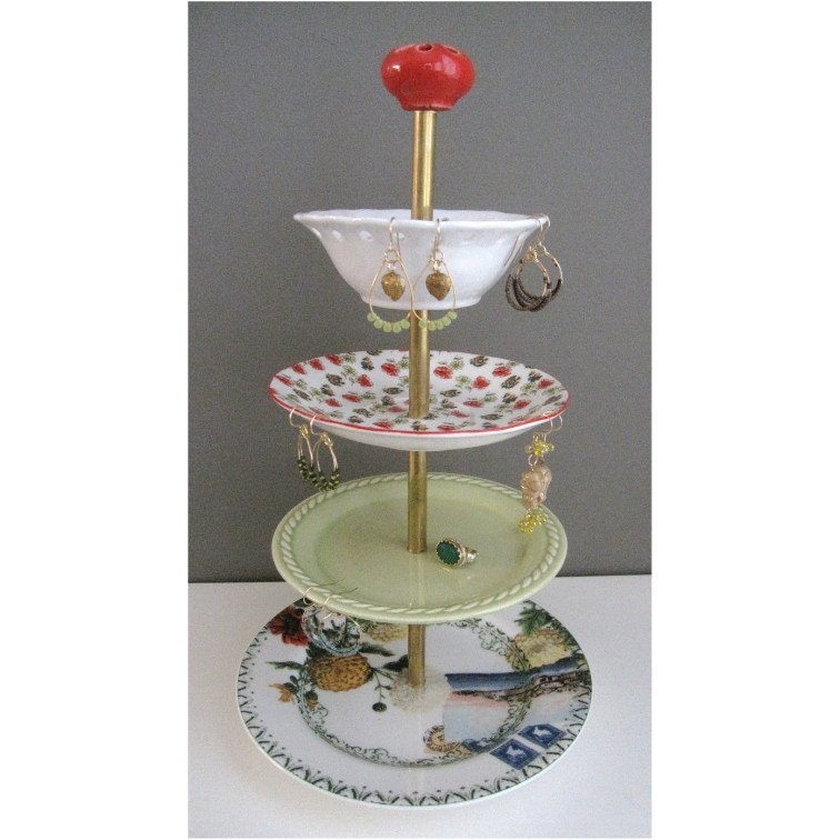 red travels 4-tier antique jewelry stand