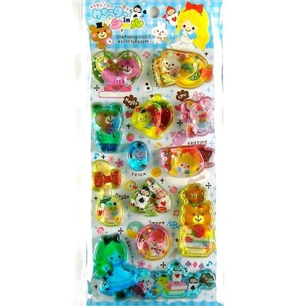Kawaii Glittery Water Beads Stickers Alice in Wonderland By Pool Cool L Size (S63)