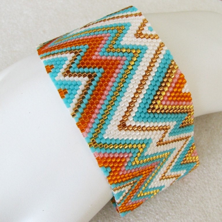 Summer Abstract Peyote Cuff (2476)