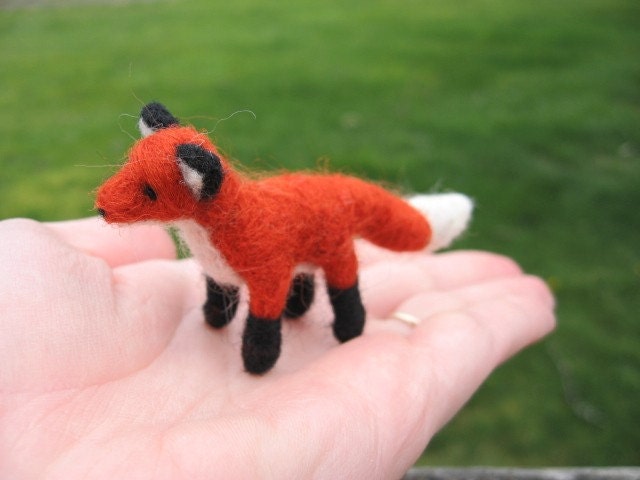 Miniature Fox Needle Felted Figure