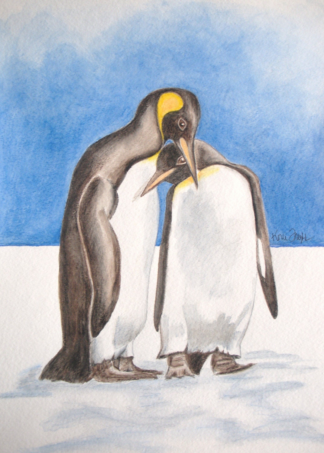 My Only Penguin ORIGINAL watercolor painting by konifrazer on etsy