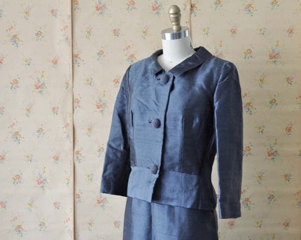 Vintage 50s GUNMETAL Gray Suit by MariesVintage on Etsy