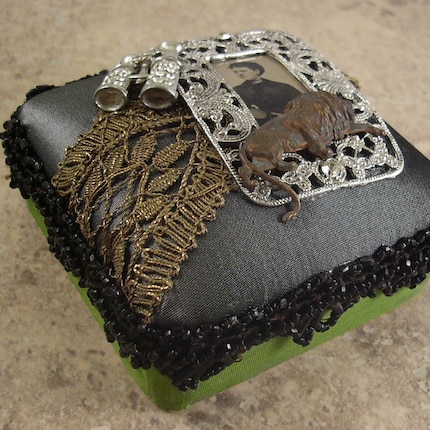 Ultra Special Lady Tintype Victorian Safari Jewelry Treasure Box- Altered Art One of a Kind