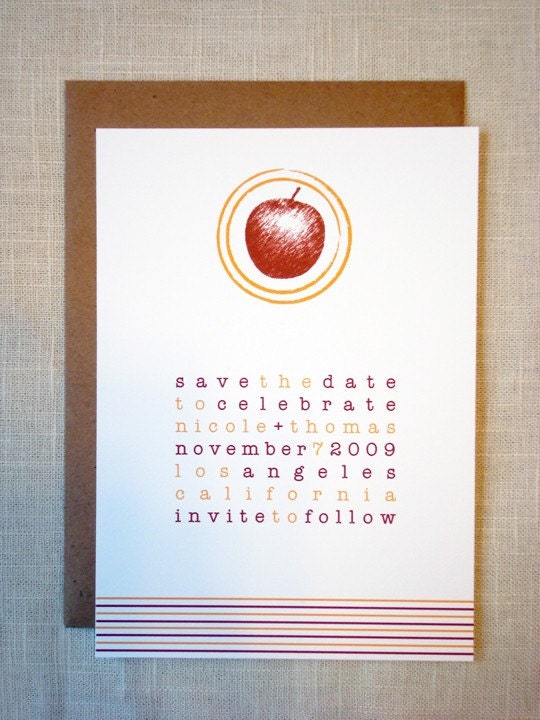 SAMPLE - APPLE SKETCH Save the Date Card