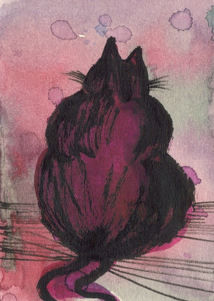 Big Fat Cat Original Painted ACEO Art Card
