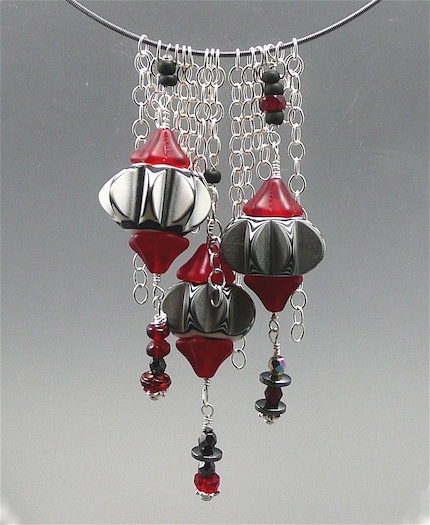 Black, White and Red Challenge Necklace