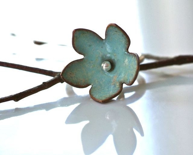 turquoise enamel bell flower ring