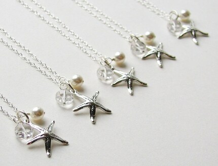  Silver Necklace by seadrops jewelry beach wedding sealife starfish