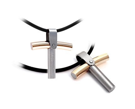 Mens Gold N Stainless Steel Cross Necklace by VincenzoTaormina mens 