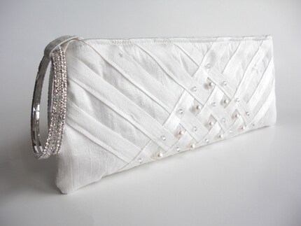 Ivory Crystal Lattice Bangle Keep Bag Bridal Bag by keepbags bridal bags 