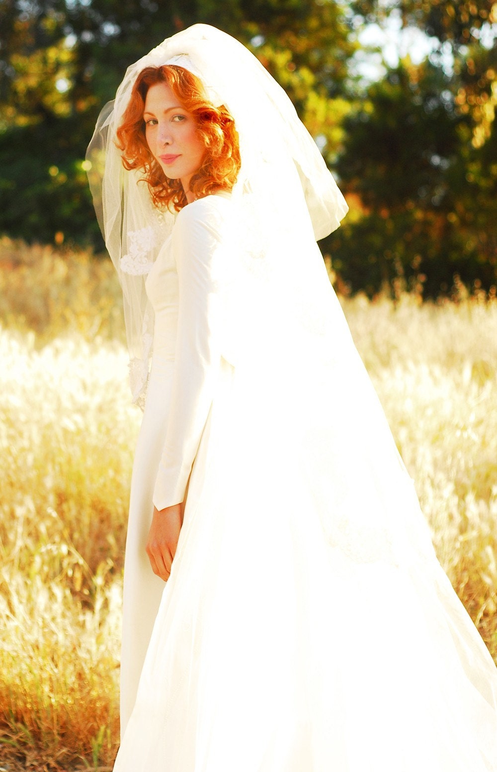 Jackie O Wedding Dress by TavinShop on Etsy floral wedding gown train 