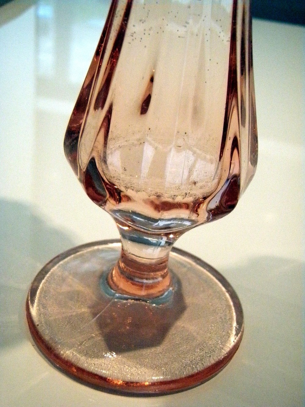 Vintage Vase Pink Peach Glass Bud Vase Depression Glass