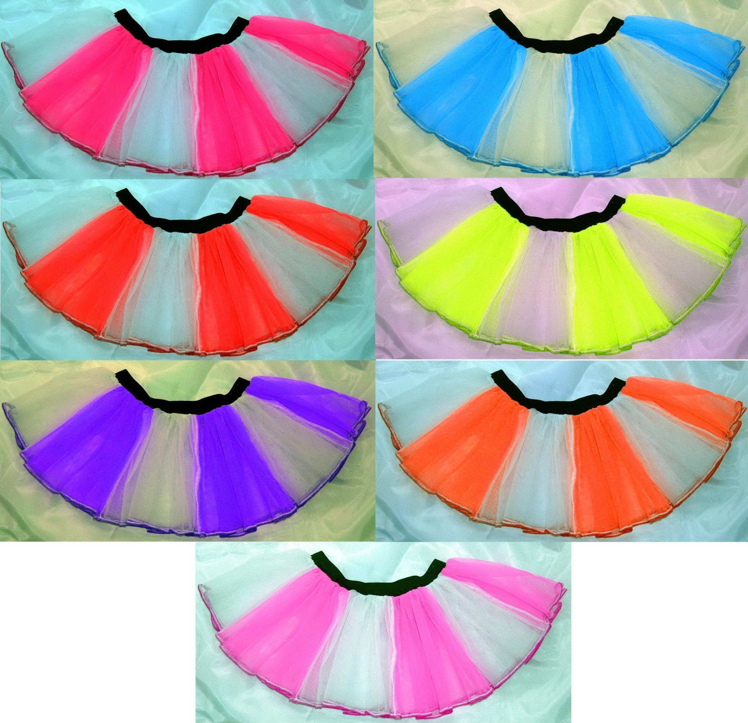 Neon tutu 
skirt Stripe hen party dance party fancy costume dress clubwear