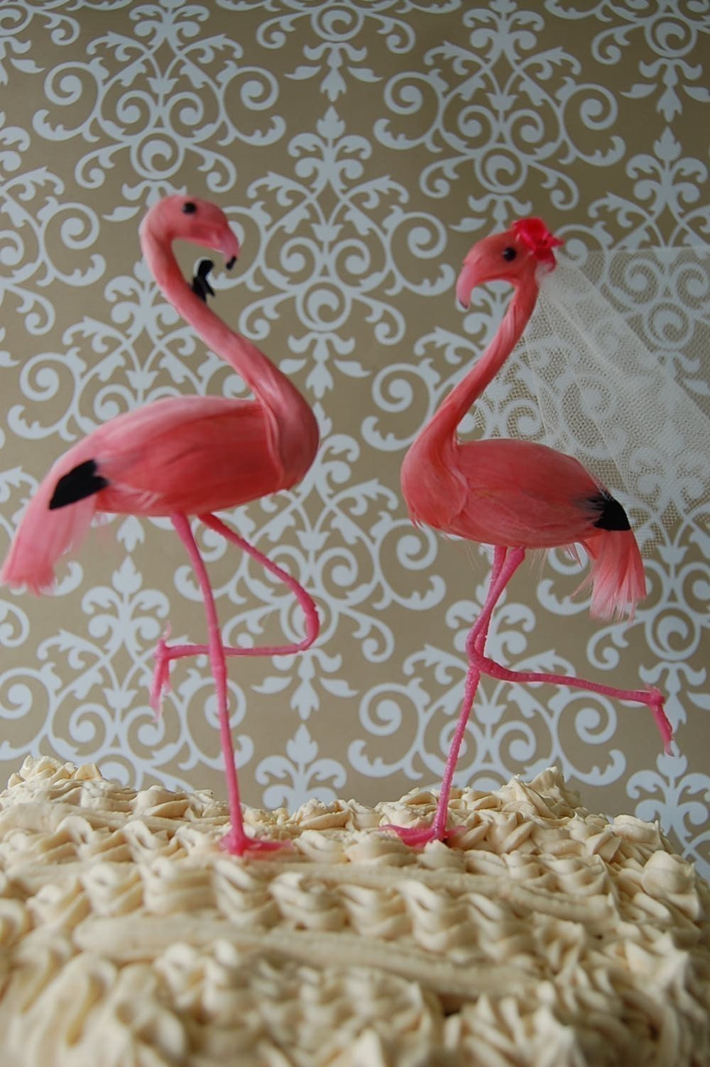 Flamingo Love Birds Wedding Cake Topper