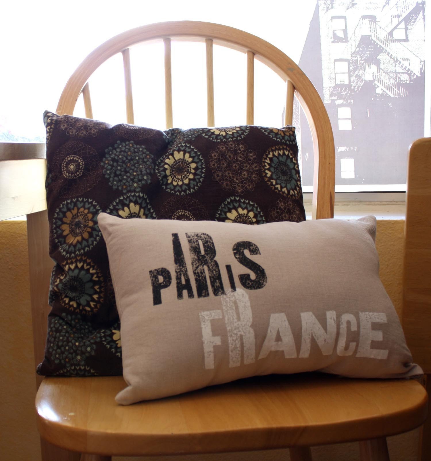 PARIS - My Favorite Cities Collection -  Hand Stamped Accent Pillow - Vintage Inspired