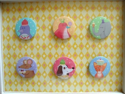 FRAMED PARTY ANIMAL BUTTON BADGES