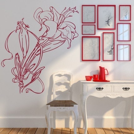 Japanese Flower Wall Decal Sticker by ArtConductor on Etsy